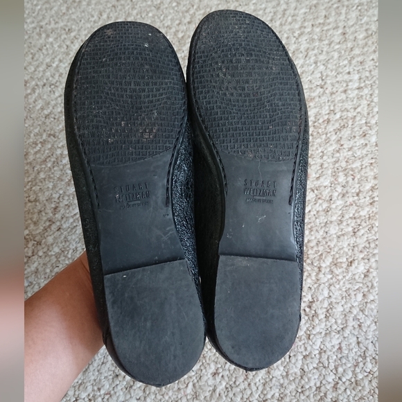 STUART WEITZMAN Black embossed napa leather loafer flats size 8.5 - Picture 14 of 14